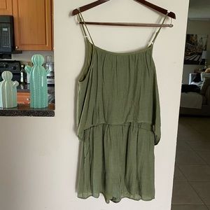 Olive green flowy romper from Francesca’s